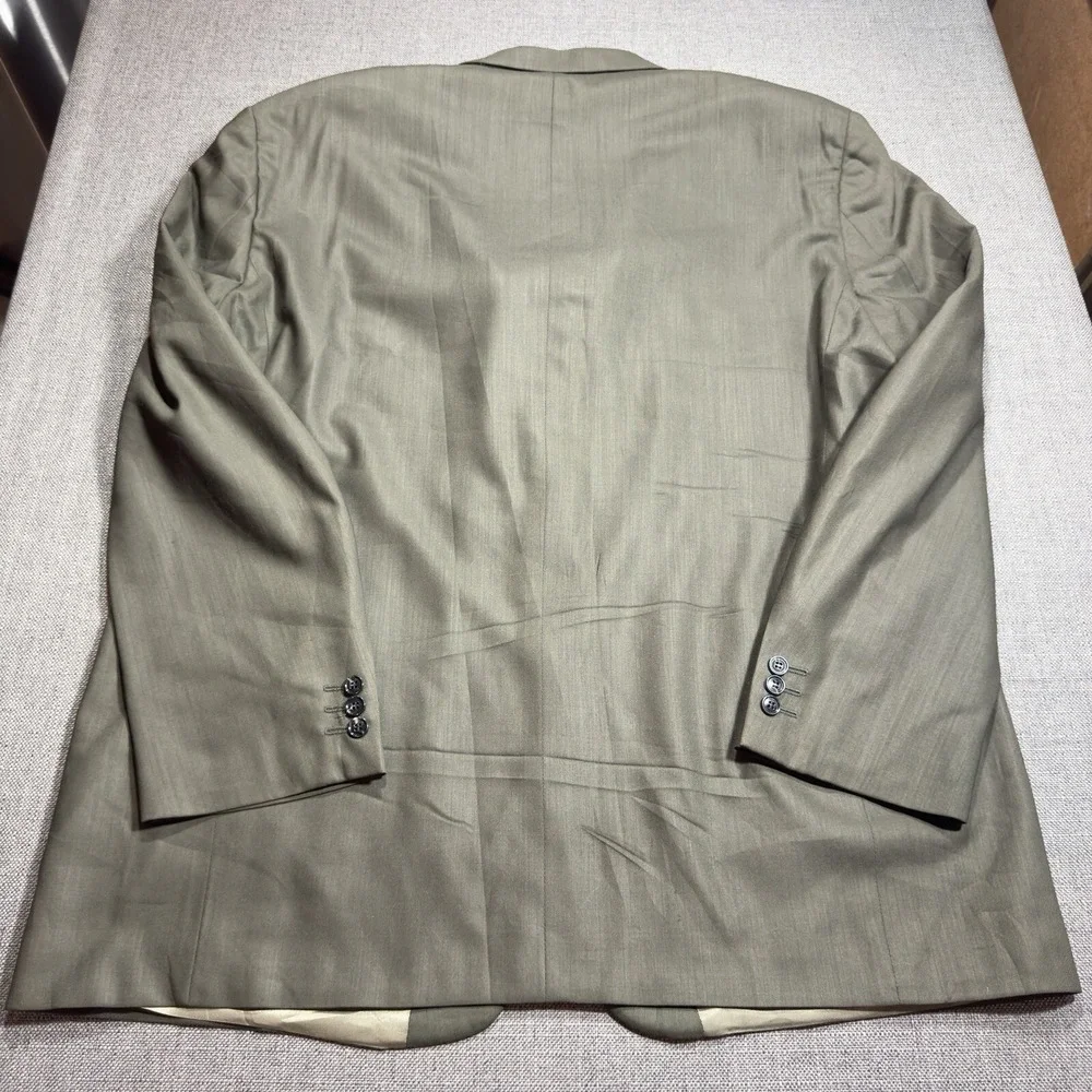 Gianfranco Ruffini Men's Blazer Worsted Wool Army Green 3 Button Ventless Sz 50L